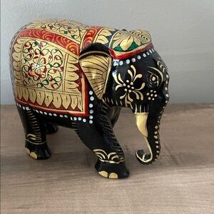 Hand-Painted Black Elephant Figurine